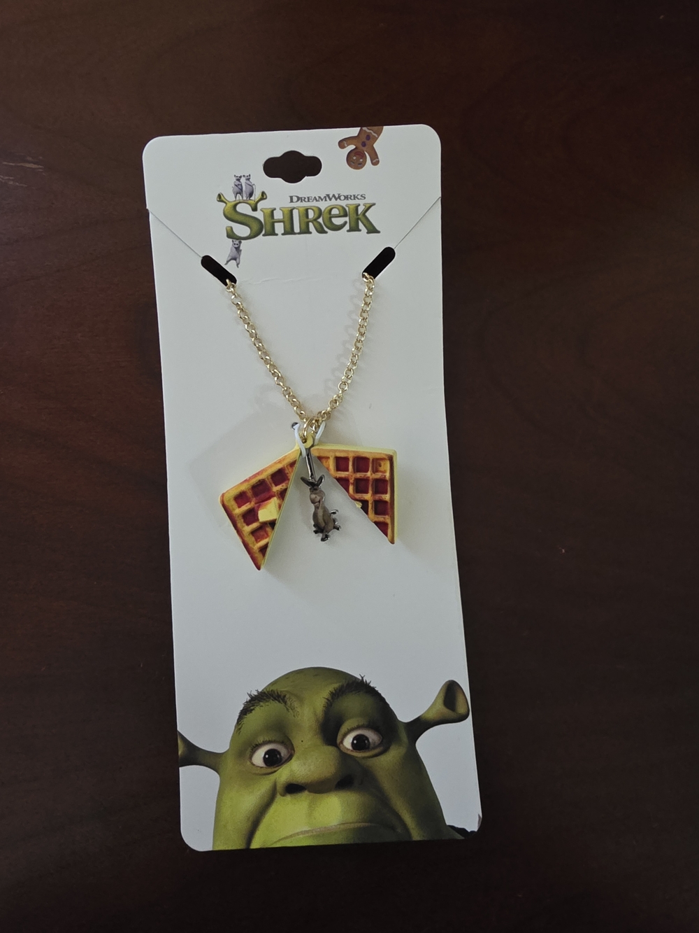 Bioworld Dreamworks Shrek Donkey Waffle  Necklace with Gold-tone Chain Charm